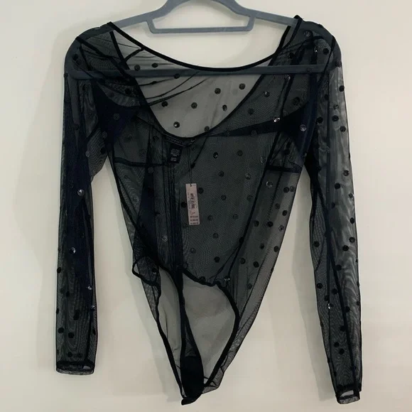 Victoria's Secret Black Sheer Bodysuit - Picture 2 of 5